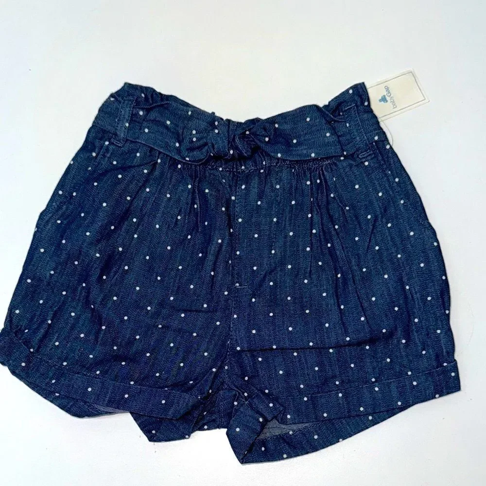 🔥GAP Blue and White Polka Dot High-Waisted Shorts